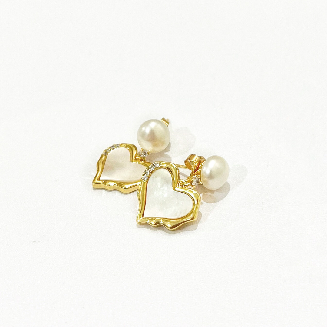 Heart Teardrop Pearl Earrings
