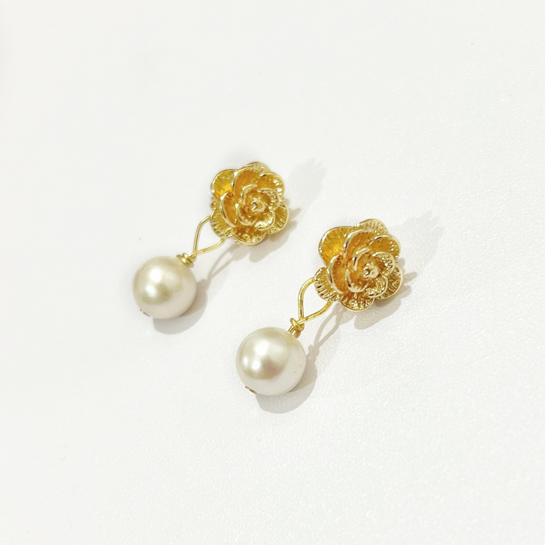 Rose Pearl Teardrop Earrings