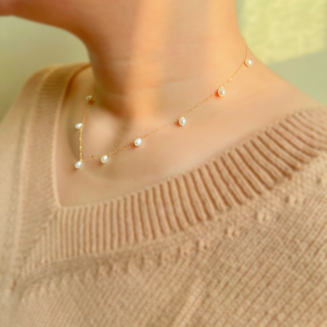 Aziza 18K Station Necklace