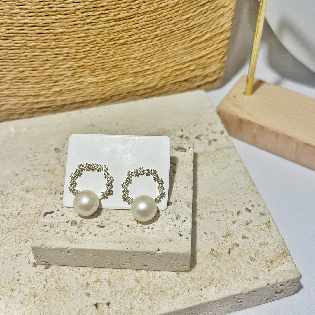 Crystal Pearl Dangle Earrings