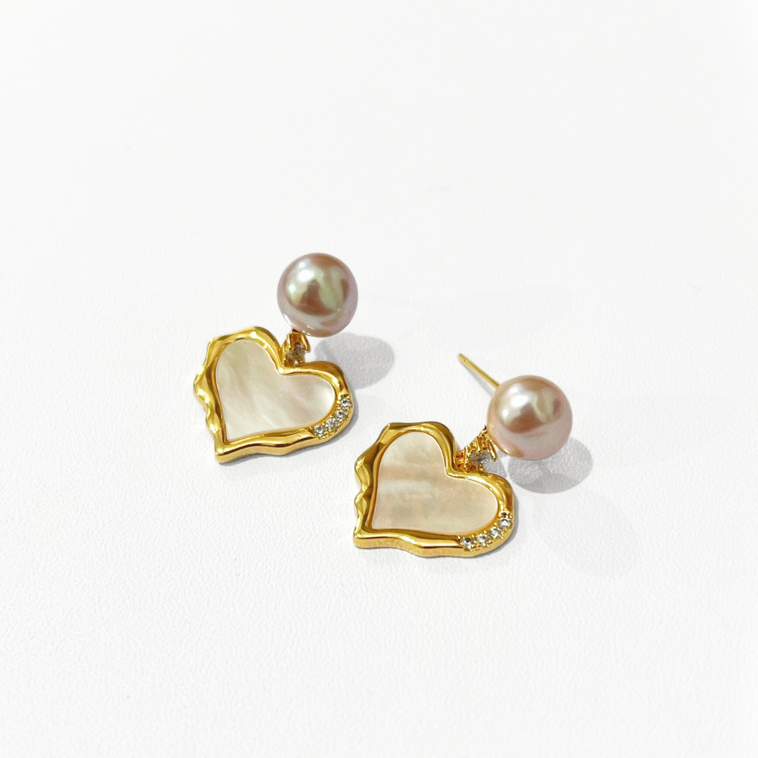 Heart Teardrop Pearl Earrings